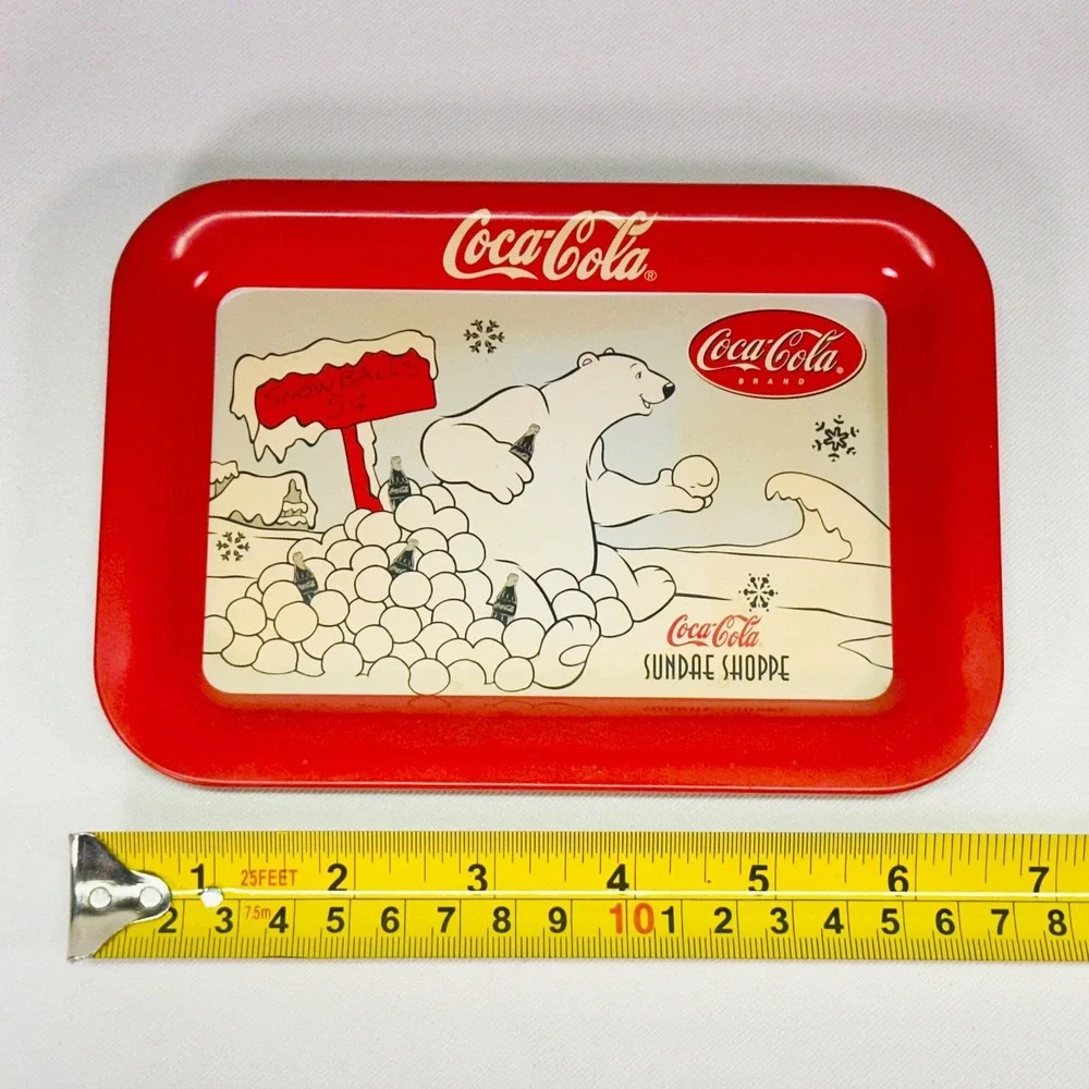 Coca-Cola Sundae Shoppe Polar Bear Metal Mini Serving Tray‎ Red White
